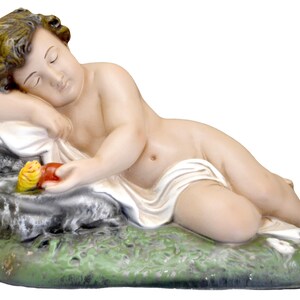 Beeld Slapende Jezus in kunsthars 35 cm geschikt voor binnen en buiten. 13,78'' Harsenbeeld van het Slapende Kindje Jezus. GEMAAKT IN ITALIË.