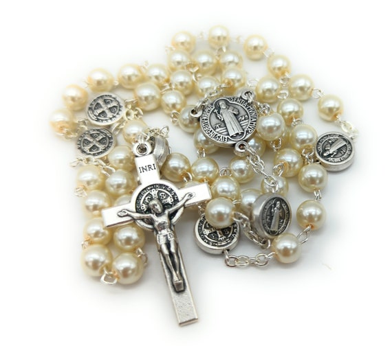 Rosaire Saint Benoît – Chapelet Catholique En Bois De Noyer Avec Médailles & Prière Incluse