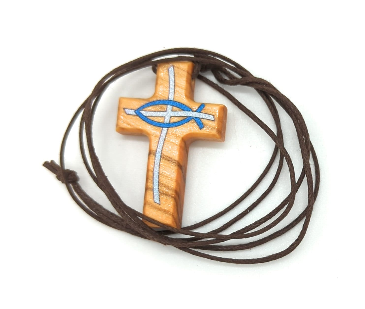 Charming olive wood cross necklace handmade in Nazareth For Men, Women,  Boys & Girls