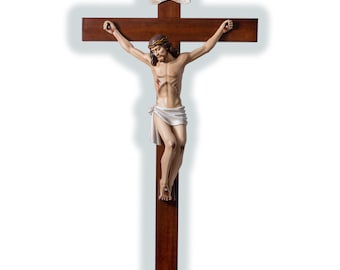 Wooden wall crucifix  220 x 108 cm (86.61'' x 42.52'')  with resin Body of Christ 100 cm (39.37'') high