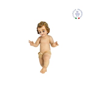 Baby Jesus statue in colored resin, 50 cm. Suitable for indoors and outdoors. 19.69&#39;&#39; Jesus Baby resin statue. MADE IN ITALY.