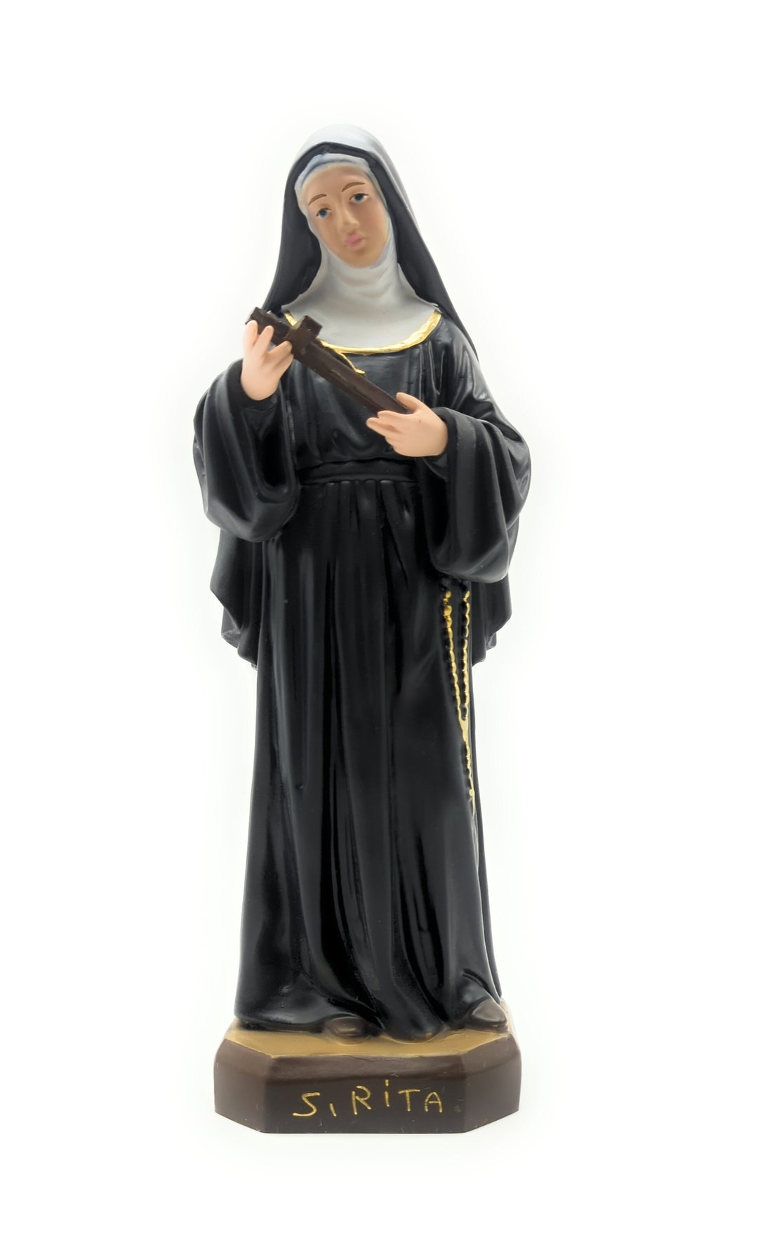 Grande Statue Sainte Rita 30 Cm - Résine Peinte à La Main - Multicolore