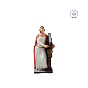 Statue of Saint Cecilia cm 40 in colored resin, hand painted. For indoors and outdoors .15.75&#39;&#39; Saint Cecilia resin statue. MADE IN ITALY.