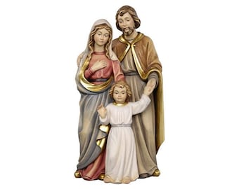 Holy Family with Jesus standing cm 5,5 (inches 2,16) in wood, made in Val Gardena