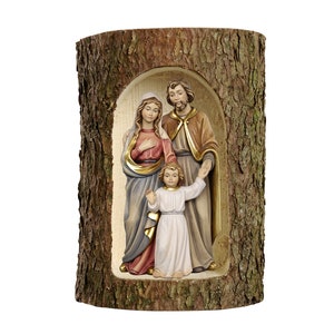 Wooden Holy Family with standing Baby Jesus, hand-painted in Val Gardena