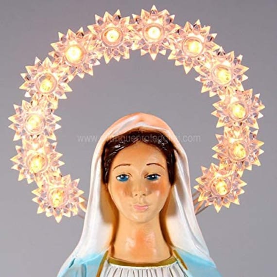 15.75インチの樹脂製聖母マリア像（光背付き） - Etsy 日本