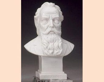 Bust of Johannes Brahms in white marble dust | Italy | Johannes Brahms bust sculpture | Made in Tuscany |