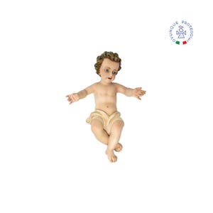 Baby Jesus statue in colored resin, 35 cm. Suitable for indoors and outdoors. 13.78&#39;&#39; Jesus Baby resin statue. MADE IN ITALY.