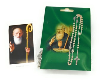 Rosary chaplet of St. Benedict cm. 54 with medals and St. Benedict's cross in metal. Saint Benedict Rosary. Made in Italy. Catholic Rosary