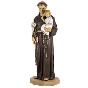 Statue of Saint Anthony with Baby Jesus cm 100 in colored resin | MADE IN ITALY | 40&#39;&#39; Resin statue of St. Anthony of Padua |