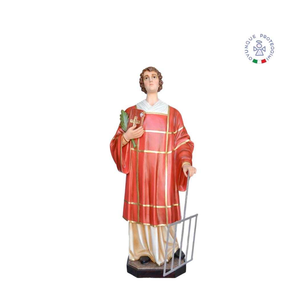 Statuetta Di San Lorenzo In Resina Dipinta A Mano - Dimensioni 6x6x13 Cm, Multicolore