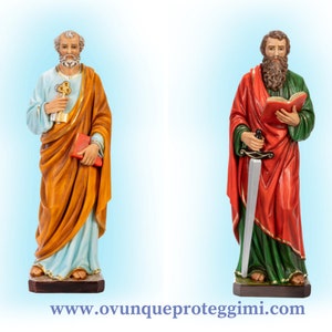 23.62&quot; resin statue of St. Paul, 60 cm, hand-painted. Suitable for indoor and outdoor use. Made in Italy.