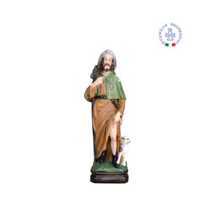 Statue des Heiligen Rochus, 30 cm, aus farbigem Harz. Geeignet für den Innen- und Außenbereich. 30 cm große Statue des Heiligen Rochus aus Harz. HERGESTELLT IN ITALIEN.