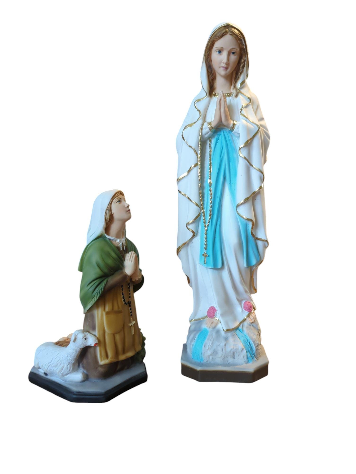 Statue of Our Lady of Lourdes in Resin 40 Cm (15.75'') and Bernadette ...
