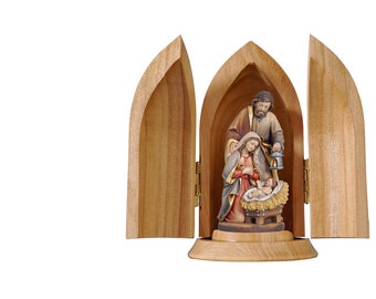 Wooden crib high cm. 4,5 ( 1,77 inches) with cm high niche. 8 (3,15 inches ) hand painted in Val Gardena