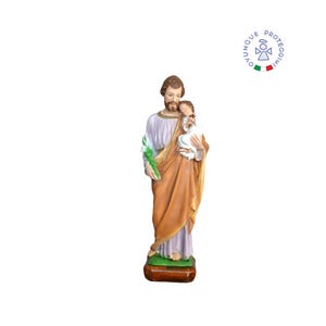 Statue des Heiligen Josef aus farbigem Harz, 40 cm, für drinnen und draußen geeignet. 15,74 Zoll große Statue des Heiligen Josef aus Harz. HERGESTELLT IN ITALIEN.
