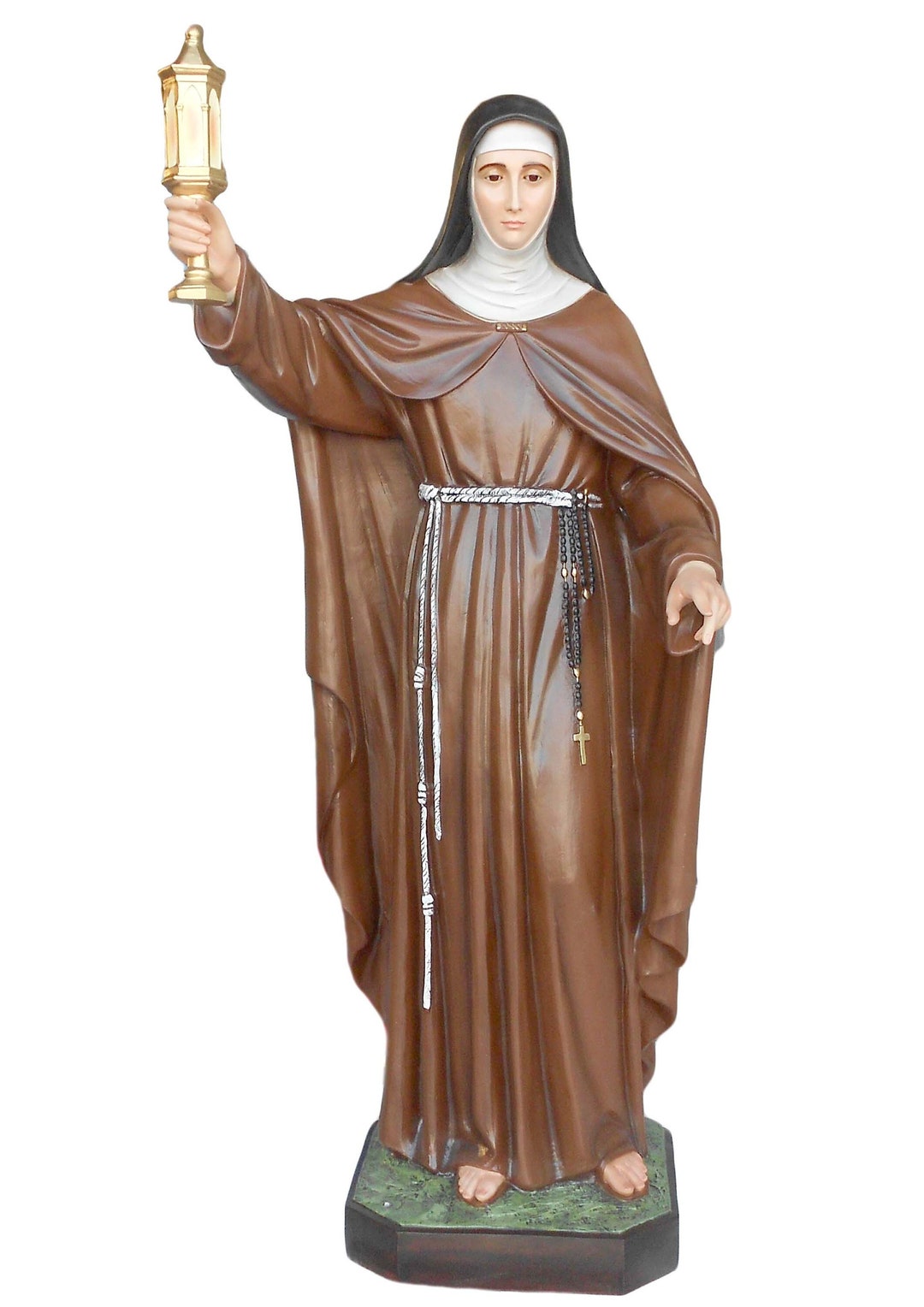 Statue of St. Clare of Assisi 165 Cm 64.96’’ High in Colored Fiberglass