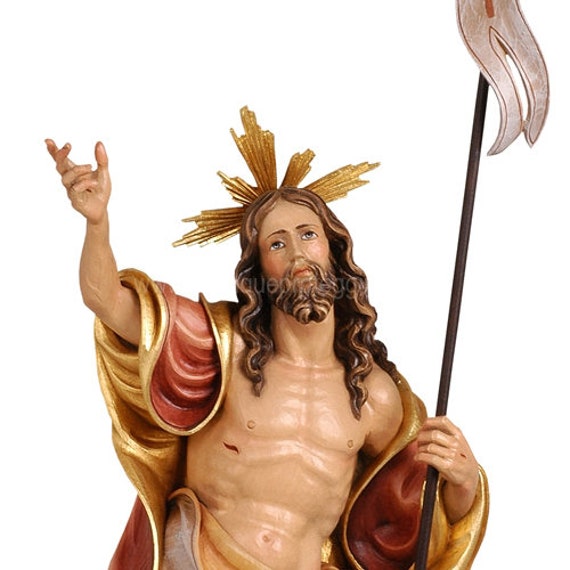 Resurrection Jesus Val Etsy Gardena, From Carved Wood. Hand - Woodcarving Statue