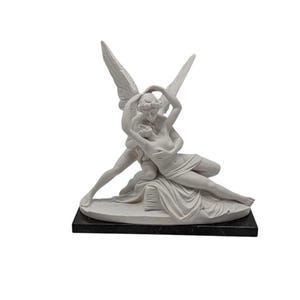 Estatua de Cupido y Psique en polvo de mármol blanco, Italia, varias alturas disponibles, HECHO EN TOSCANA