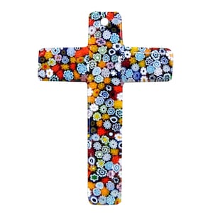 Croix murale en verre véritable Murrina | Millefiori | Croix murale en verre de Murano | Verre de Venise | Murrina Creazioni