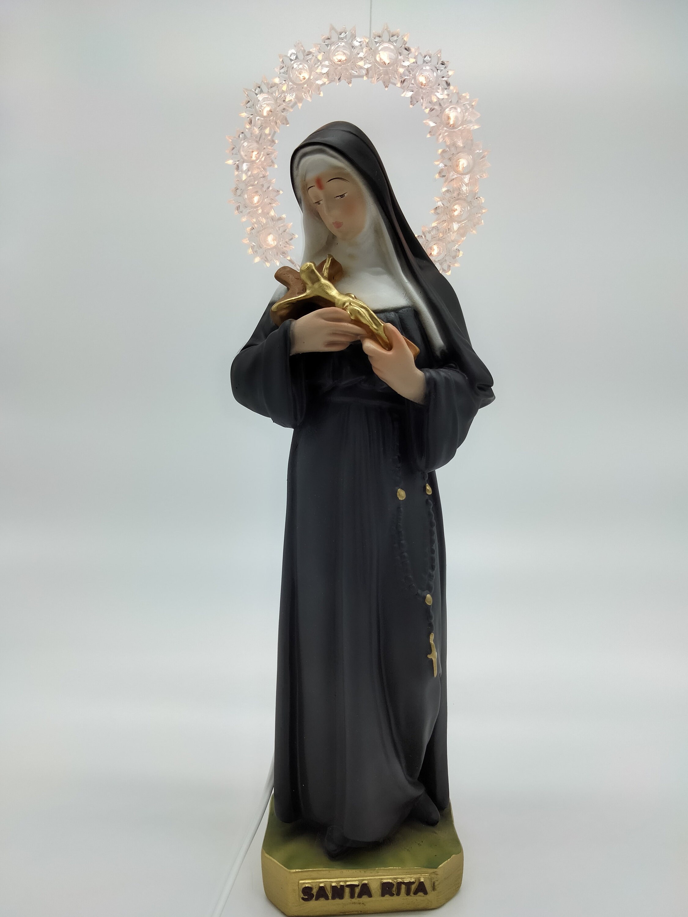 Statue Sainte Rita - Résine peinte à la main - 30cm - Noir - Adulte - Mixte
