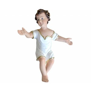 Resin statue of Baby Jesus with open arms, 23 cm high (9.05&#39;&#39;), suitable for indoors and outdoors, made in ITALY