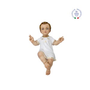 Blessing Baby Jesus statue in colored resin, 50 cm. For indoors and outdoors. 19.69&#39;&#39; blessing Baby Jesus resin statue. MADE IN ITALY.