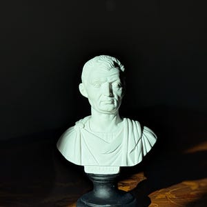 Bust of Julius Caesar in white marble dust | Italy | Julius Caesar bust sculpture | Made in Tuscany |