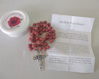 Rosary with real rose petals top quality handmade product MADE IN ITALY. Rose scented rosary.