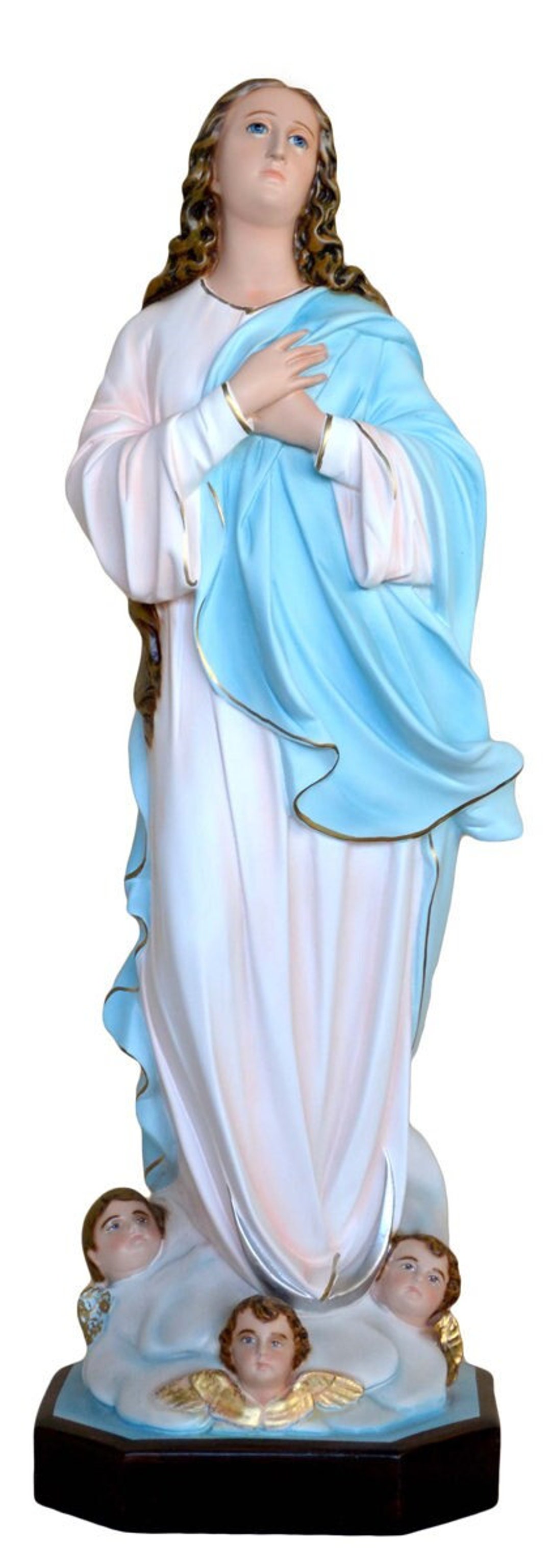 Statua Madonna Assunta al Murillo cm 88 in resina per interni ed