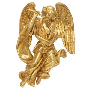 Gold-colored PVC angel, 17 cm | Hanging music-making angel | 6.69&#39;&#39; Angel PVC statue, gold-colored | from Italy |
