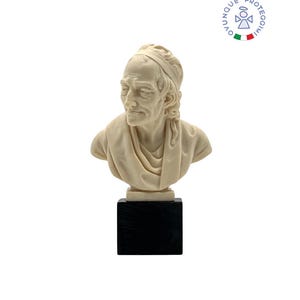 Bust of Voltaire in white marble dust, 14 cm | Made in Italy | 5.51&#39;&#39; Voltaire bust sculpture | Made in Tuscany. François-Marie Arouet