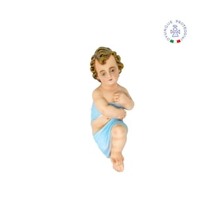 Baby Jesus in swaddling clothes statue in colored resin, 40 cm. Suitable for indoors and outdoors. 15.75&#39;&#39; Jesus Baby resin statue. MADE IN ITALY.