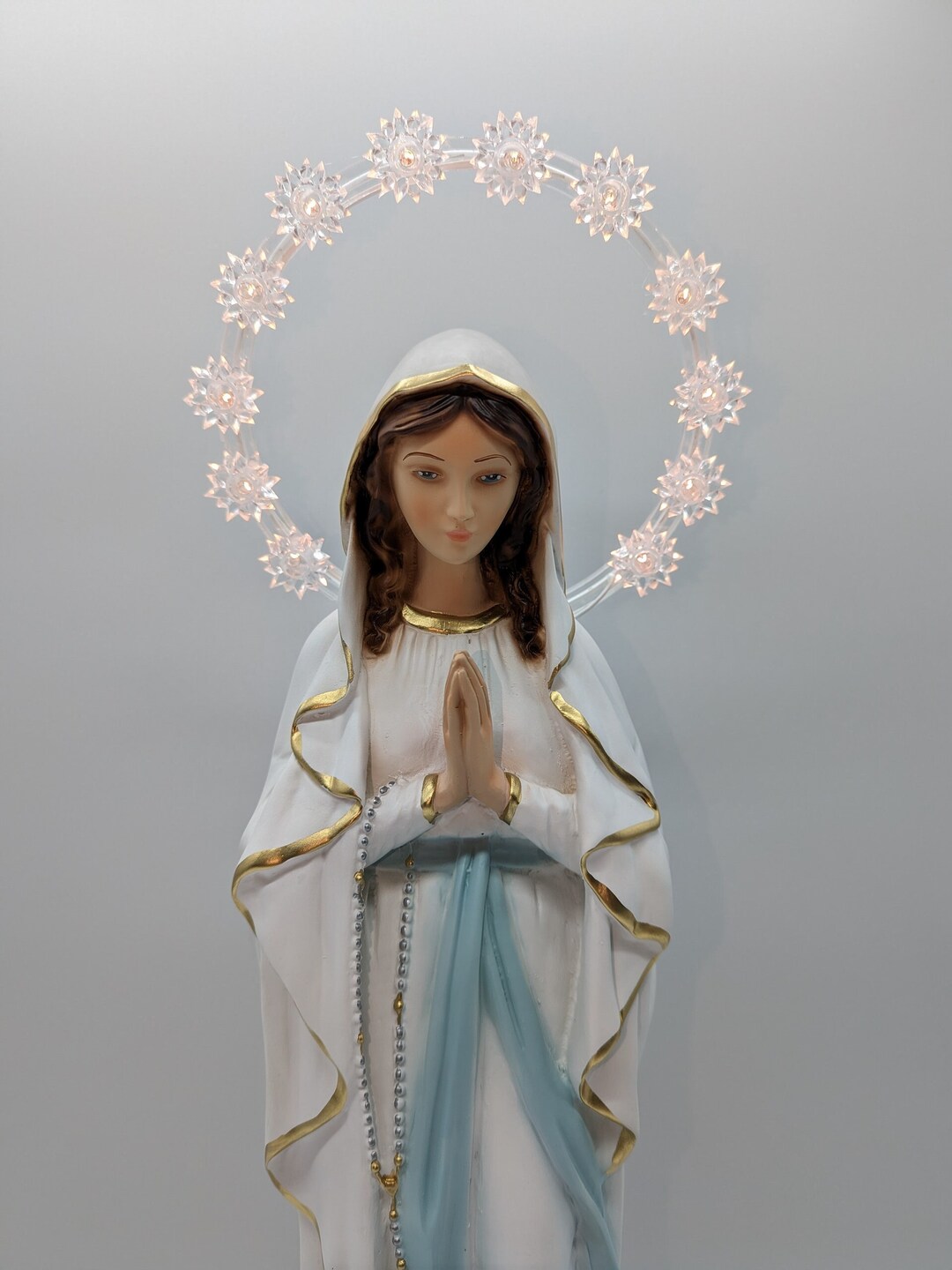 Estatua de la Virgen Milagrosa cm. 50 en resina con halo iluminado ...