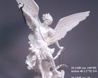聖ミカエル大天使像 36 cm (14.17 インチ) 固体樹脂大理石製、手作業で