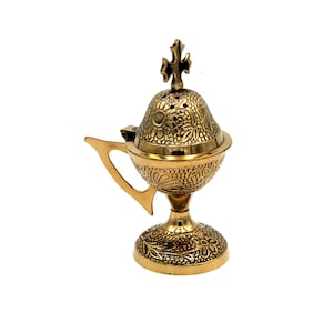 Brass Incense Burner 14 cm (5.51&#39;&#39;) high. Burner for charcoal and incense grains. Suitable for Liturgical and Spiritual settings.