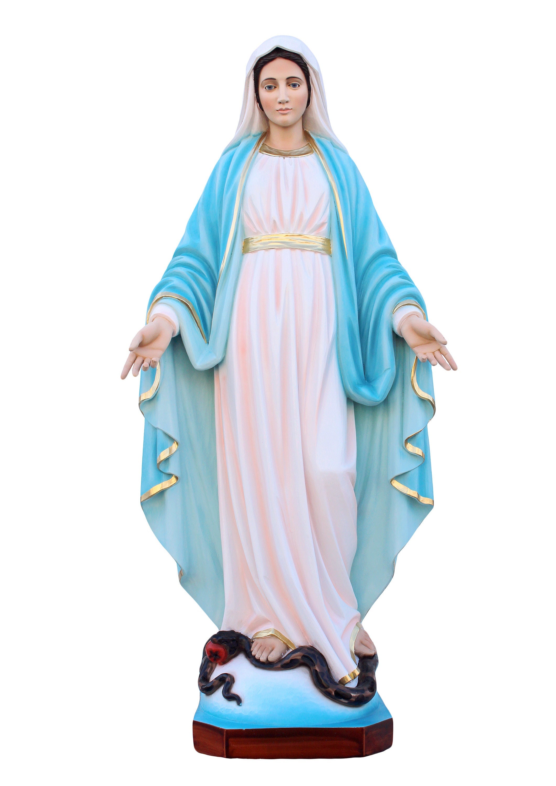 Estatua De La Virgen María En Resina - Figura Religiosa Católica Bendecida, 22.4cm, Pintada A Mano, Ideal Para Hogar O Iglesia