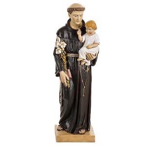 Statue of Saint Anthony with Baby Jesus cm 50 in colored resin | MADE IN ITALY | 20&#39;&#39; Resin statue of St. Anthony of Padua |