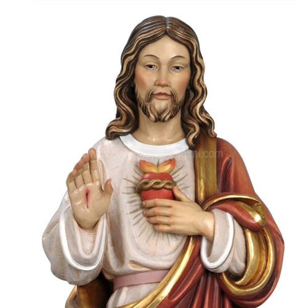Sacred Heart of Jesus Statue Cm 90 in Val Gardena Wood MADE IN ITALY ...