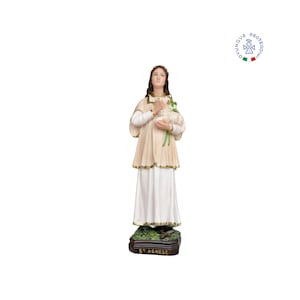 Statue der Heiligen Agnes 40 cm aus farbigem Harz, für drinnen und draußen. 15,75 Zoll große Statue der Heiligen Agnes aus Kunstharz. HERGESTELLT IN ITALIEN.