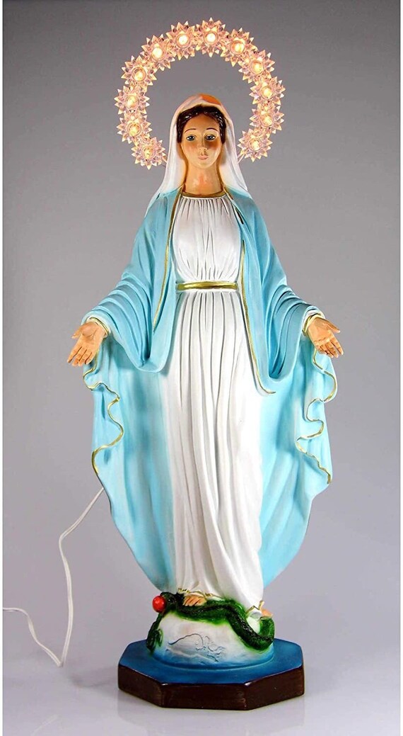 15.75インチの樹脂製聖母マリア像（光背付き） - Etsy 日本