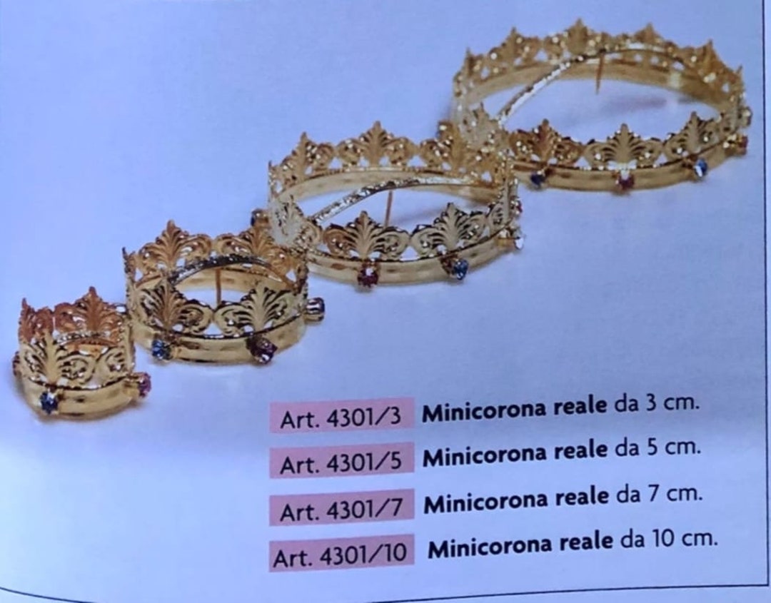 Mini Royal Crown for Statues in 24k Gold-plated Brass With Rhinestones ...