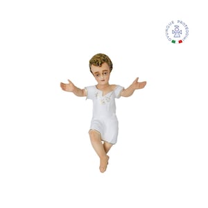 Baby Jesus statue in colored resin, 50 cm. Suitable for indoors and outdoors. 19.69&#39;&#39; Jesus Baby resin statue. MADE IN ITALY.