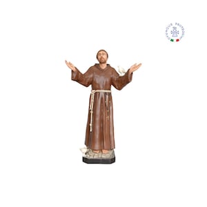 68.90'' fiberglass statue of St. Francis of Assisi with open arms.