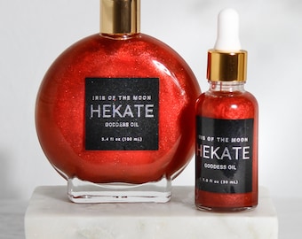 Hekate (Hecate) Goddess Oil - Goddess of Magic & Transformation, Amber Fragrance, Dragon's Blood, Saffron, Lightweight, Shimmer, Ritual Oil