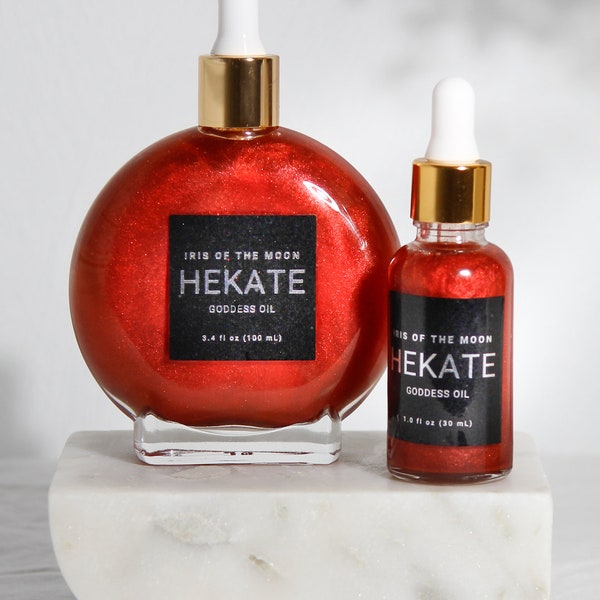 Hekate (Hecate) Goddess Oil - Goddess of Magic & Transformation, Amber Fragrance, Dragon's Blood, Saffron, Lightweight, Shimmer, Ritual Oil