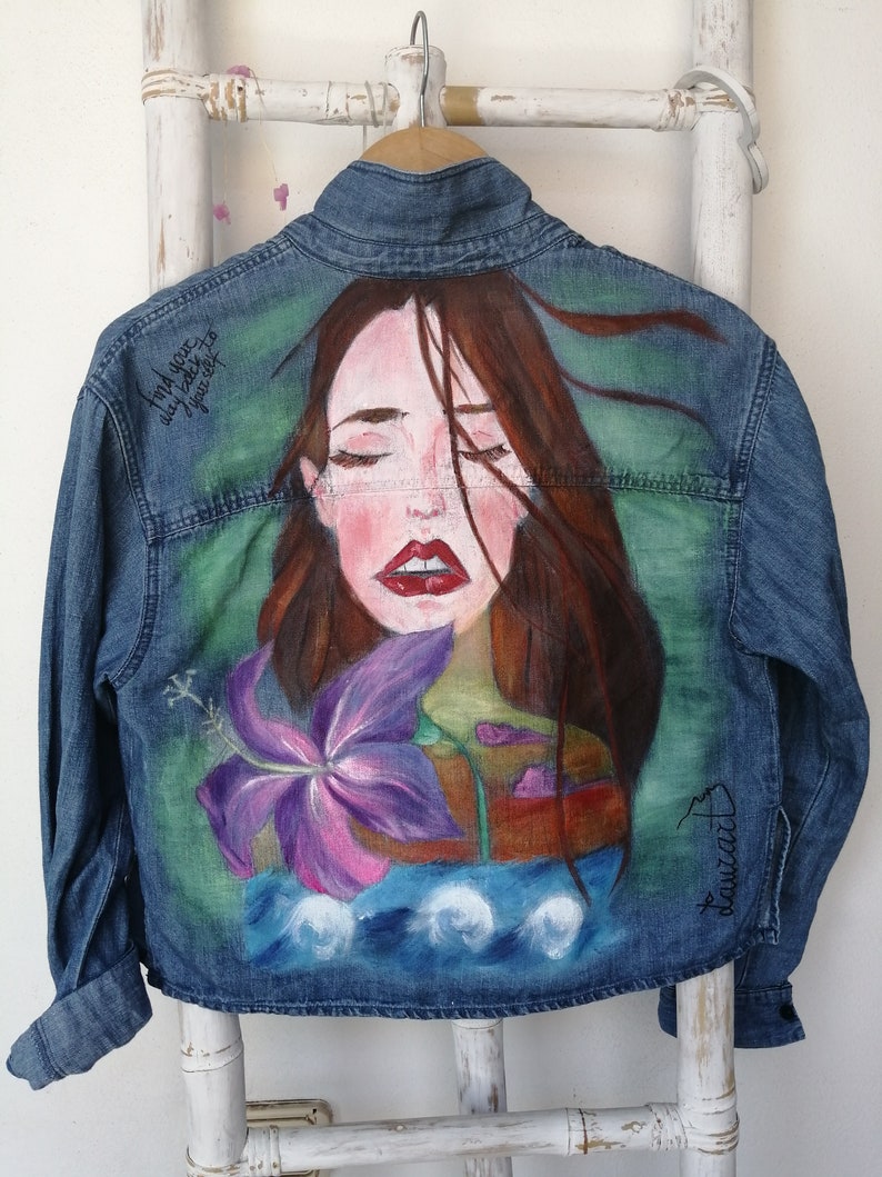 Giacca di jeans in denim personalizzata dipinta a mano con | Etsy