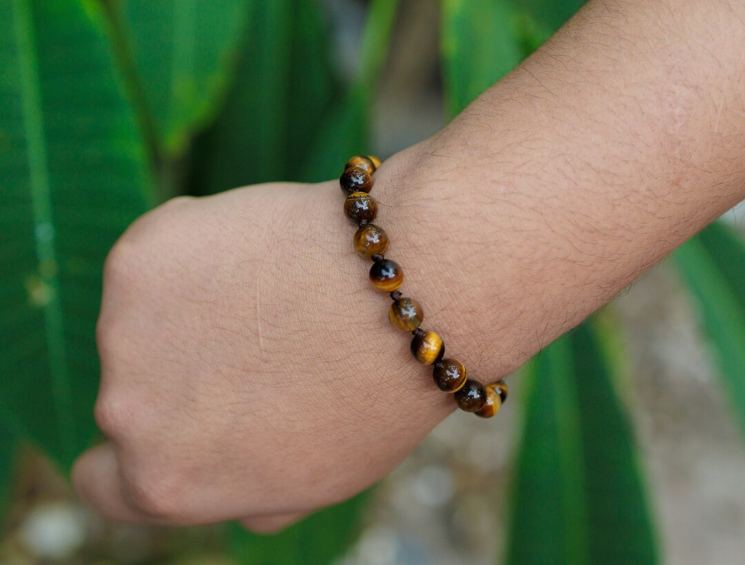 Tigers Eye Bracelet Men, Tigers Eye Bracelet, Knotting Cord Etsy