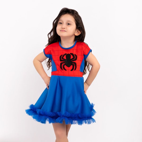 Spider Girl Dress, Superhero Girl Costume, Halloween Toddler Costume, Photoshoot Dress, Birthday Girl Dress for Superhero Girls