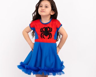 Spider Girl Dress, Superhero Girl Costume, Halloween Toddler Costume, Photoshoot Dress, Birthday Girl Dress for Superhero Girls